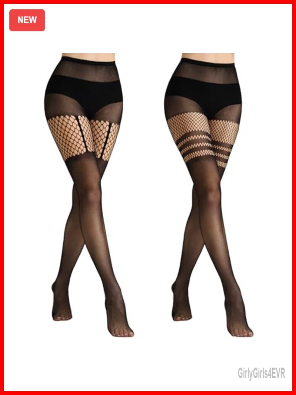 Fishnet Faux Thigh High Tights Semi-Opaque Mock Over Knee Socks
